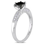 Yaffie ™ Crafts Unique White Gold Engagement Ring with 1 1/4ct TDW Black and White Diamonds