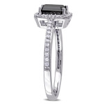 Yaffie™ Bespoke Black and White Diamond Halo Engagement Ring with 1 1/5ct TDW in White Gold