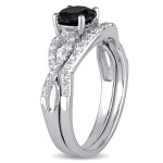 Customised Yaffie ™ Infinity Bridal Set with 1 1/8ct TDW Black and White Diamond in White Gold