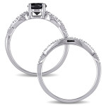 Customised Yaffie ™ Infinity Bridal Set with 1 1/8ct TDW Black and White Diamond in White Gold