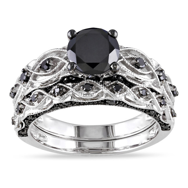 Custom Made Black Diamond Infinity Bridal Set in White Gold with 1.375ct TDW - Yaffie™ Crafted