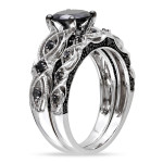 Yaffie ™ Custom Black Diamond Infinity Wedding Ring Set with 1 3/8ct TDW White Gold