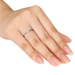 Twisted White Gold Ring with a Shimmering 1/10ct Diamond by Yaffie
