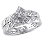 Elegant Yaffie Wedding Ring Set in White Gold with Dazzling 1/10ct TDW