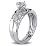 Elegant Yaffie Wedding Ring Set in White Gold with Dazzling 1/10ct TDW
