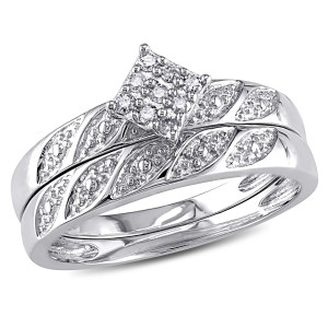 Bridal Set with 1/10ct TDW in Yaffie White Gold