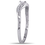 Dainty White Gold Promise Ring Accented with Sparkling 1/10ct TDW Diamonds in Bypass Style by Yaffie