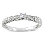 Promise your love with Yaffie White Gold Diamond Promise Ring featuring Milgrain Design and a 1/10ct TDW.