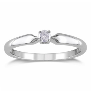 Dainty Yaffie White Gold Promise Ring with Sparkling 1/10ct Diamond Solitaire