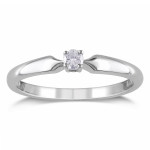 White Gold 1/10ct TDW Diamond Solitaire Promise Ring - Custom Made By Yaffie™