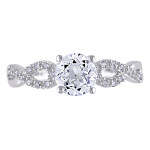 Diamond and White Sapphire Engagement Ring with 1/10ct TDW in Yaffie White Gold