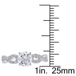 Diamond and White Sapphire Engagement Ring with 1/10ct TDW in Yaffie White Gold