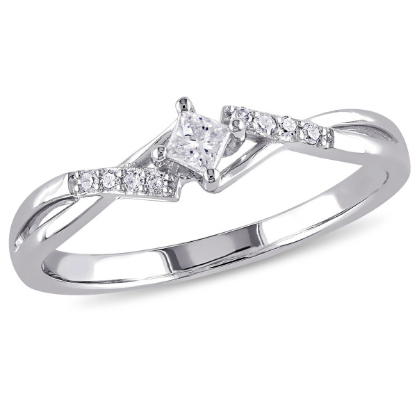 Yaffie Princess-Cut Promise Ring: A Dazzling Overlap of White Gold & Diamonds