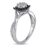 Yaffie ™ Black & White Diamond Split Shank Ring - 1/2ct TDW in White Gold