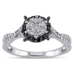 Yaffie ™ Black & White Diamond Split Shank Ring - 1/2ct TDW in White Gold