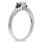 Yaffie™ Custom Black and White Diamond Engagement Ring in 1/2ct TDW and White Gold