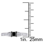 Yaffie ™ Custom Creates Mesmerizing 1/2ct TDW Princess-cut Diamond Black and White Engagement Ring in White Gold