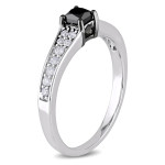 Yaffie Custom White Gold Engagement Ring with 1/2ct TDW of Princess-Cut Black and White Diamonds