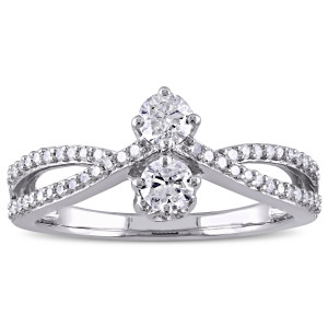 Two-Stone Split Shank Promise Ring with 1/2ct TDW Diamonds in Yaffie White Gold