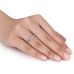 White Gold Engagement Ring with Elegant 3-Stone 1/2ct Diamond Accent by Yaffie