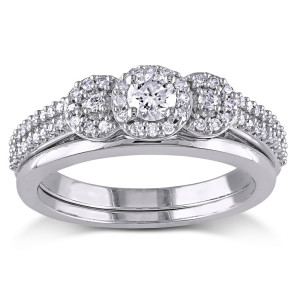 Yaffie Halo Diamond Bridal Set with 1/2ct TDW in White Gold