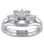 Gleaming Yaffie Bridal Ring Set with 1/2ct TDW White Gold Diamonds.