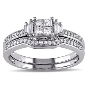 White Gold 1/2ct TDW Diamond Bridal Ring Set - Custom Made By Yaffie™