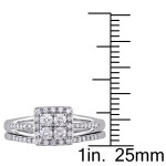 White Gold Bridal Ring Set with 1/2ct TDW Diamond Quad Halo by Yaffie.