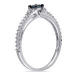 Blue & White Diamond Stackable Engagement Ring - Yaffie White Gold 1/2ct TDW Princess-cut