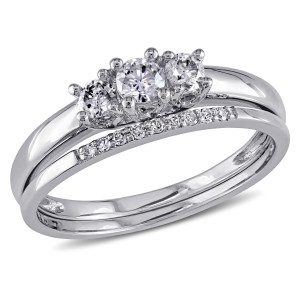 Bridal Bliss: Yaffie White Gold Trio Diamond Engagement Ring Set (1/3ct)