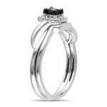 Yaffie ™ Stunning White Gold Bridal Ring Set with 1/3ct TDW Black and White Diamonds, Exquisitely Crafted Just for You!