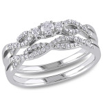 Vintage Braided Diamond Bridal Set in White Gold with 1/3ct TDW by Yaffie