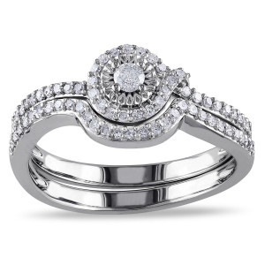 Bridal Set with 1/3ct TDW Diamond in White Gold by Yaffie