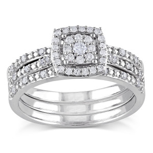 Yaffie White Gold Diamond Bridal Ring Set - 1/3ct TDW