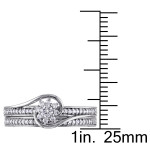 White Gold Diamond Cluster Set - Yaffie 1/3ct TDW Bridal Ring