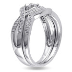 Flower-Adorned Bridal Set with 1/3ct TDW White Gold Diamonds by Yaffie