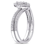 Yaffie Cluster Bridal Ring Set with Marquise-shaped 1/3ct TDW Diamonds in White Gold
