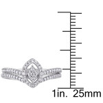 Stylishly Chic Yaffie Bridal Ring Set with Marquise-shaped Cluster and 1/3ct TDW Diamond in White Gold