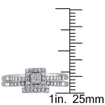 White Gold Princess-cut Diamond Bridal Ring Set with 1/3ct TDW by Yaffie
