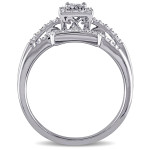 White Gold Princess-cut Diamond Bridal Ring Set with 1/3ct TDW by Yaffie