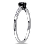 Yaffie Custom Design: 1/4ct Black and White Diamond Ring in White Gold
