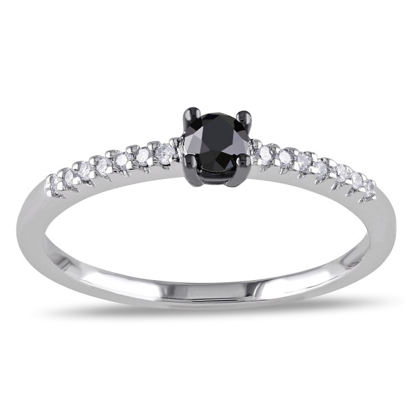 Yaffie Custom Design: 1/4ct Black and White Diamond Ring in White Gold