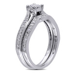 Yaffie Princess-cut Bridal Ring Set with 1/4ct of Glittering Diamonds in White Gold
