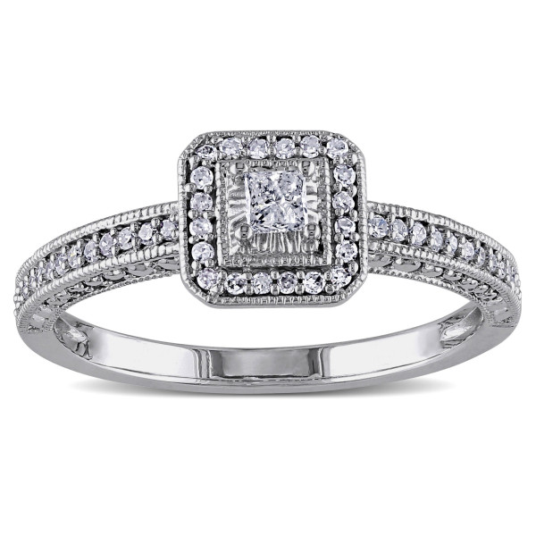 Yaffie Promise Halo Ring - Brilliant 1/4ct TDW Diamonds in White Gold