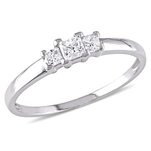 White Gold 1/4ct TDW Diamond Three-Stone Ring - Custom Made By Yaffie™