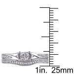 Yaffie Princess-Cut Diamond Bridal Ring Set with Quad and Round White Gold Diamonds, 1/4ct TDW