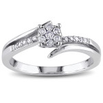 White Gold Diamond Cluster Promise Ring by Yaffie, featuring 1/5ct of dazzling diamonds.