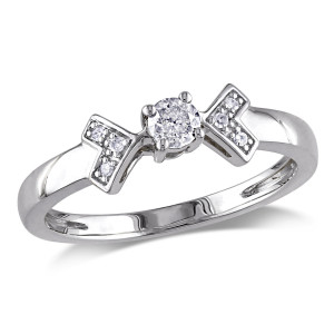 Sparkling Yaffie White Gold Diamond Engagement Ring with 1/5ct TDW
