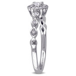 Floral Promise Ring with Halo of 1/5ct TDW White Gold Diamonds by Yaffie