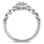 White Gold Diamond Flower Promise Ring with Halo (1/5ct TDW) by Yaffie